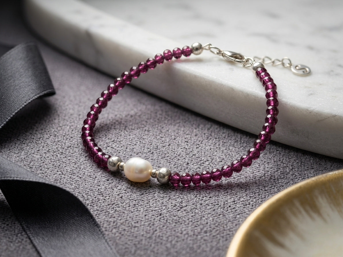 Garnet and Pearl Bracelet