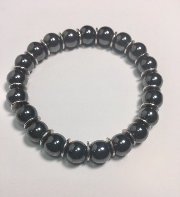 Silver Lockit Beads Bracelet, Silver and Black Polyester Cord - Categories  Q05729