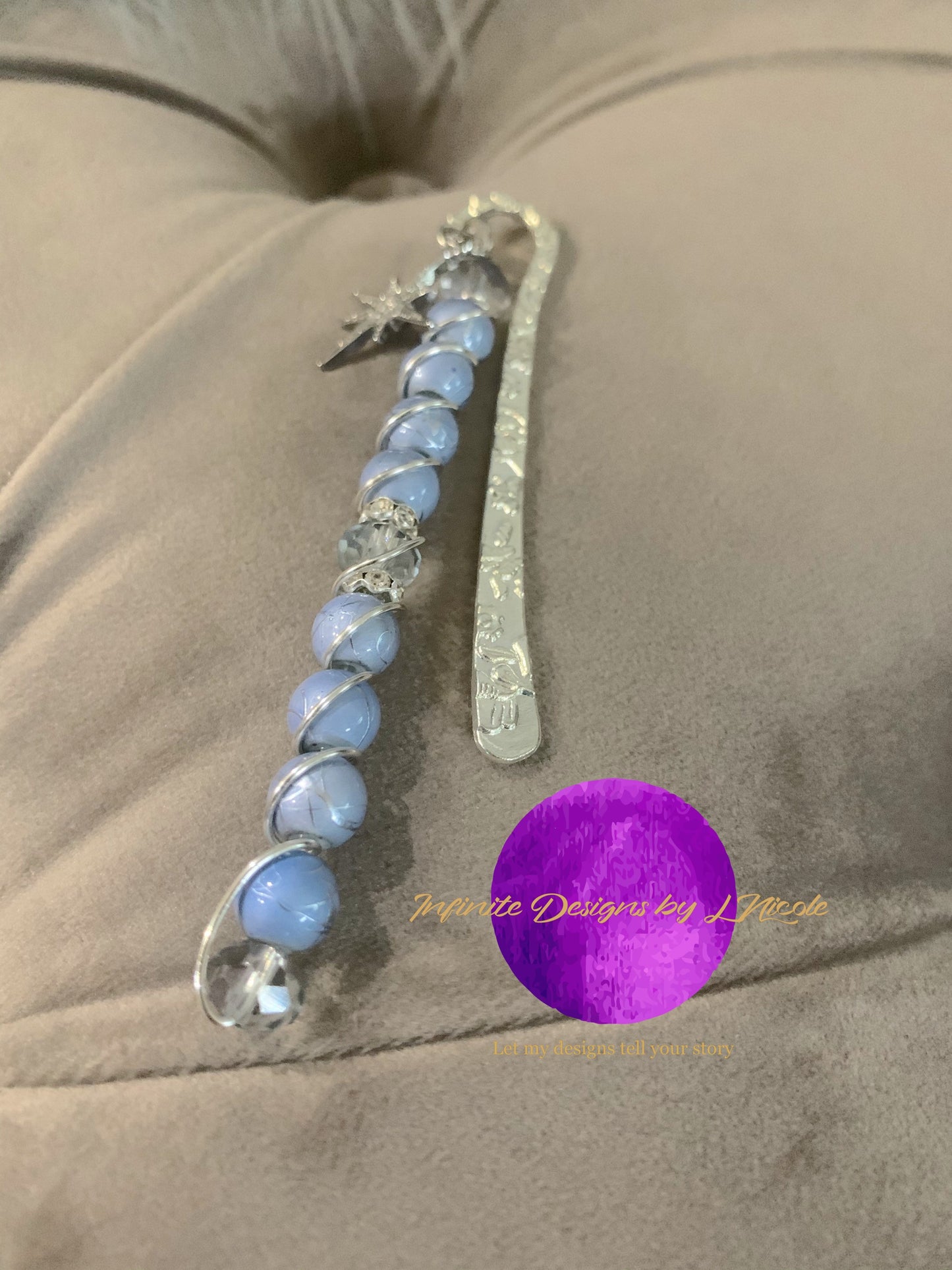 Beaded bookmark with charm